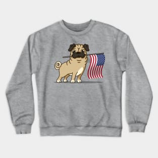 Pug American Flag T-Shirt 4th July Patriotic USA Pug Shirt Crewneck Sweatshirt